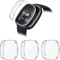 KIMILAR 3-Pack Screen Protector Case Compatible with Fitbit Sense 2/Versa 4, Ultra-Thin Soft TPU Plated Bumper All-Around Ful