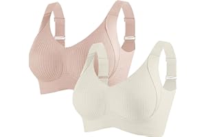 YRAETENM Bras for Women 2 PC No Underwire Full Coverage Sports Bras Seamless Comfortable Bralettes Push up Wireless Underwear