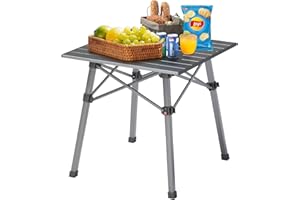ARMOR CASTLE Portable Camping Table, Lightweight Aluminum Roll-up Beach Tables for Sand Foldable，Folding Table with Carrying Bag for Outdoor Camping,Picnic (Regular, Black, Small 20")