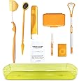 HRASY Portable Orthodontic Oral Care Kit for Braces - Interdental Brush Dental Wax Dental Floss Toothbrush Cleaning Kit(Orange)