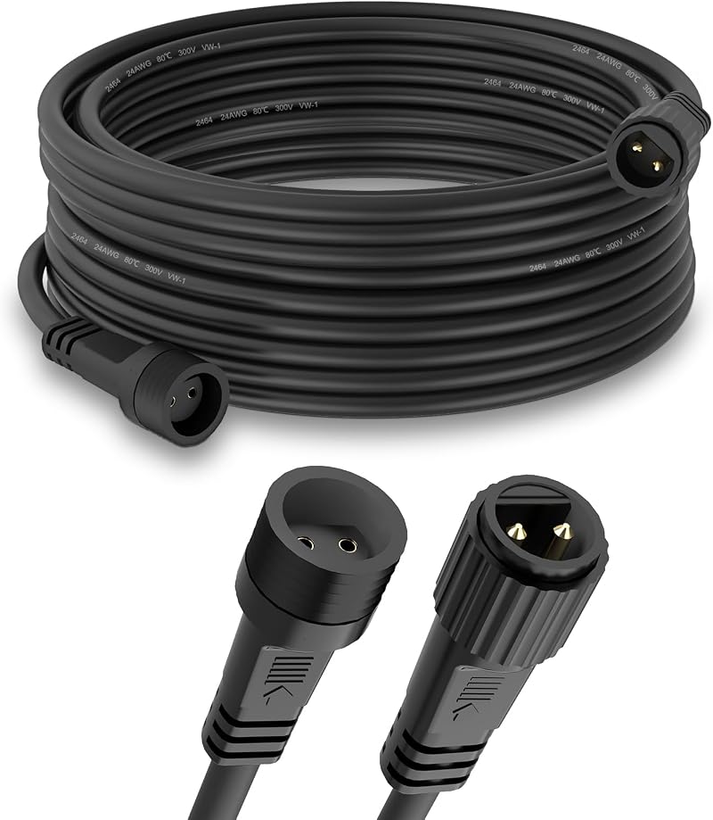 Dalugo 10M IP65 Waterproof Outdoor Festoon Lights Extension Lead Wire 2 Pin