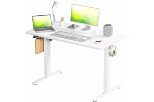 OLIXIS Electric Standing Desk - 48 x 24 Inch Ergonomic Adjustable Height Sit and Stand up Computer Task Table, Rising Desk for Office and Home, Lift Motorized Desktop Workstation, White