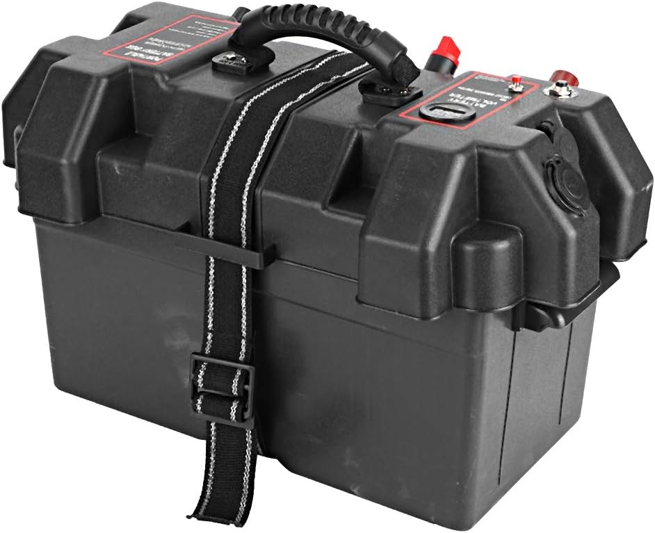 Qiilu Battery Box, Plastic Trolling Motor Power Center Station Battery Box USB & 12V Port.-for power center - Image 5