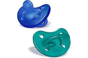 Chicco PhysioForma Silicone Orthodontic Pacifier, 16-24m | 100% Soft Silicone | Supports Breathing & Oral Development | Satin-Textured Nipple | Includes Sterilizing Case | BPA Free | Blue/Green, 2pk