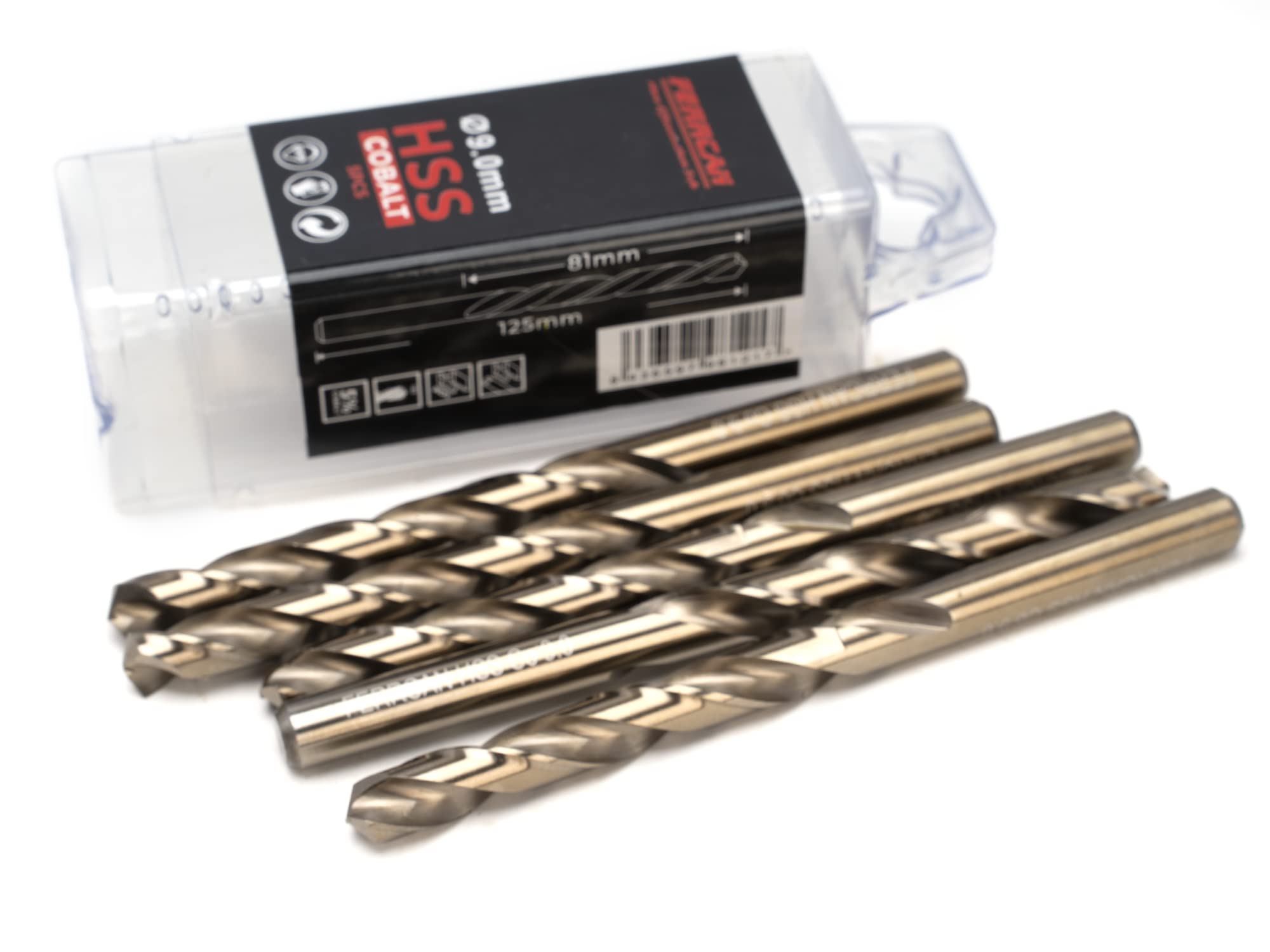 Ferrcan HSS Metal Drill Bits DIN338 M35 Cobalt 7-13mm (Pack of 5) (9mm)