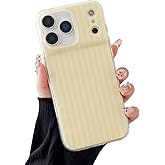 Sayoaho Compatible with iPhone 17 Pro Max Case, Fashion Cute Striped Aesthetic Design for Women, Soft TPU Shockproof Phone Case for iPhone 17 Pro Max 6.9 inch, Yellow