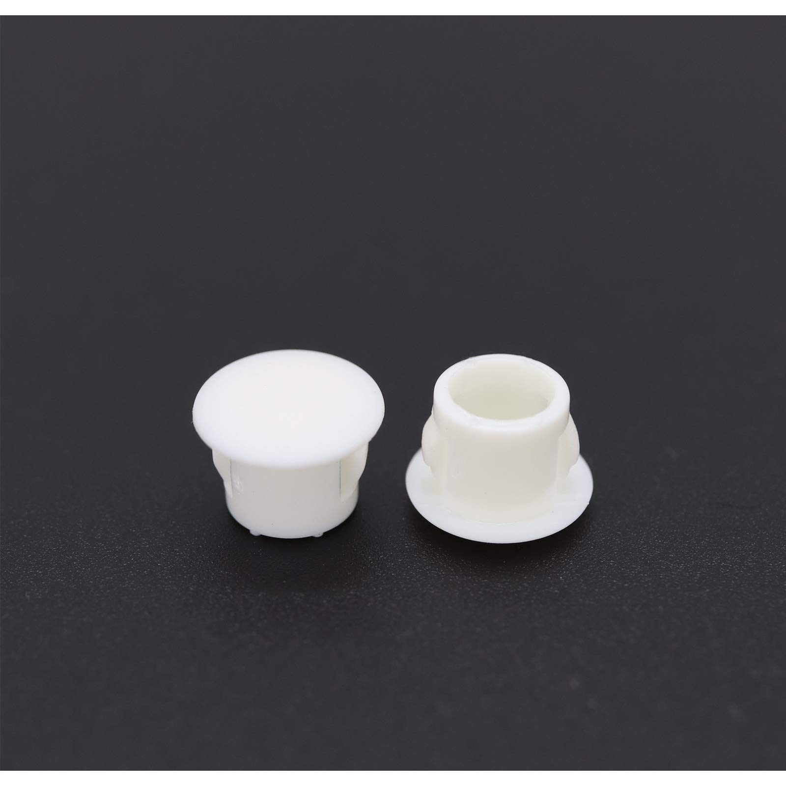 VictorsHome Hole Plugs Plastic 8mm (5/16") Fit for 7.5-8mm Diameter Locking Hole Tube, Flush Type Panel Insert End Caps Fastener Cover for Kitchen Cabinet Furniture White 50pcs