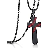 Rehoboth Baseball Cross Pendant Necklace for Men Women Adjustable 22+2" Stainless Steel Chain