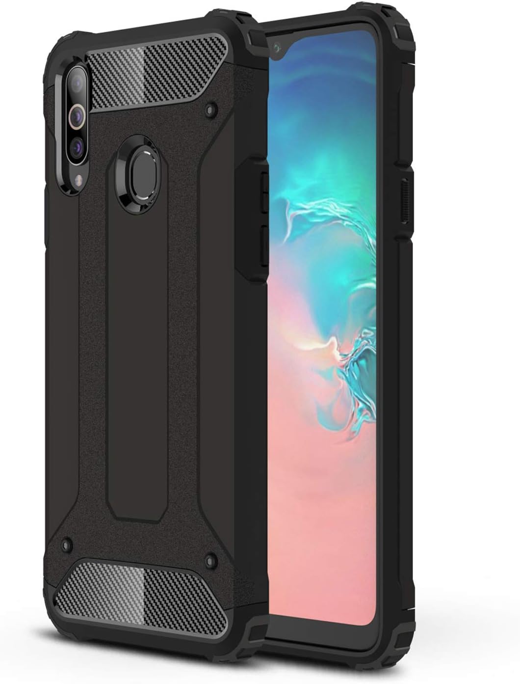 Domxteck Heavy-duty hardback shock-resistant and durable protective case for Samsung Galaxy A20S-black