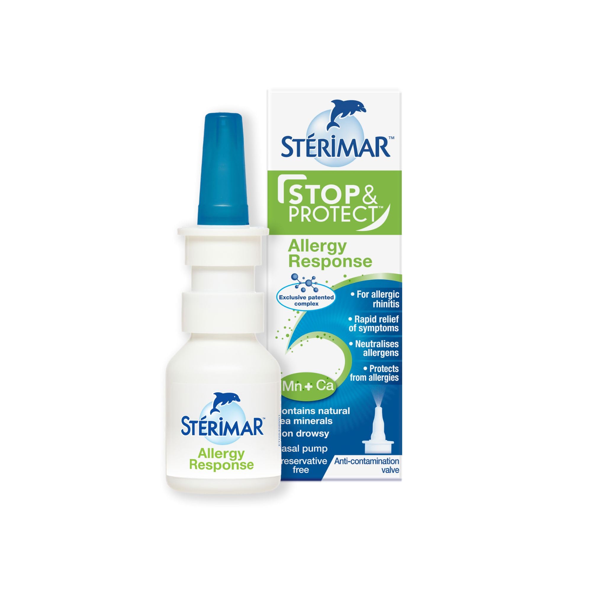 Sterimar Stop Protect Allergy Response, Nasal Spray, Fast-Acting Moderately Hypertonic, 100% Natural Sea Water, Free from Steroids, Drugs & Preservatives, For Adults & Children 3+, 20 ml