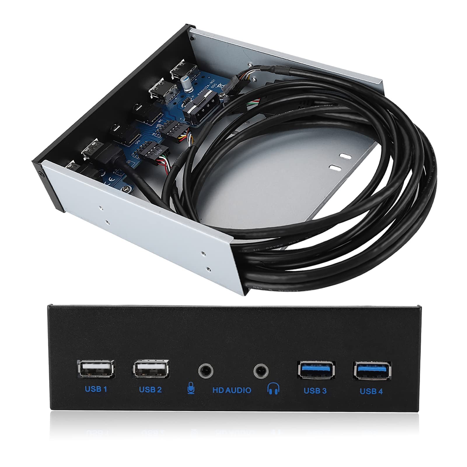 Yunseity USB Front Panel Hub, 2-Port USB3.0 + USB2.0 19-Pin HD-Audio Expansion Board, 6 Ports Support USB3.0, USB 2.0, Microphone, Headphone, for Computer PC