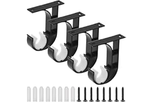 4 Pack Ceiling Curtain Rod Brackets, Heavy Duty Curtain Rod Holder Single Curtain Rod Hooks, Ceiling Curtian Brackets Hangers