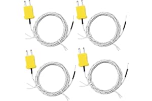 AIDEEPEN K Type thermocouple Sensor,K Type thermocouple Wire thermocouple Probe,Temperature Sensing Line -20~500℃ Compatible with TM902C/ TES1310 3M/118.11" (4PCS)