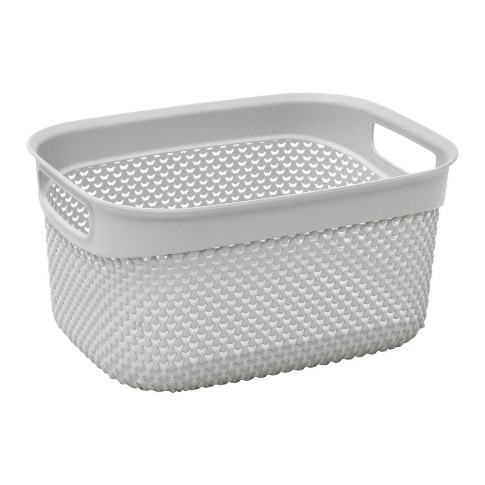 JVL 13-385IG Droplette Design Plastic Storage Basket, 6.6L, 15 x 29 x 22 cm Approx, Grey, One Size