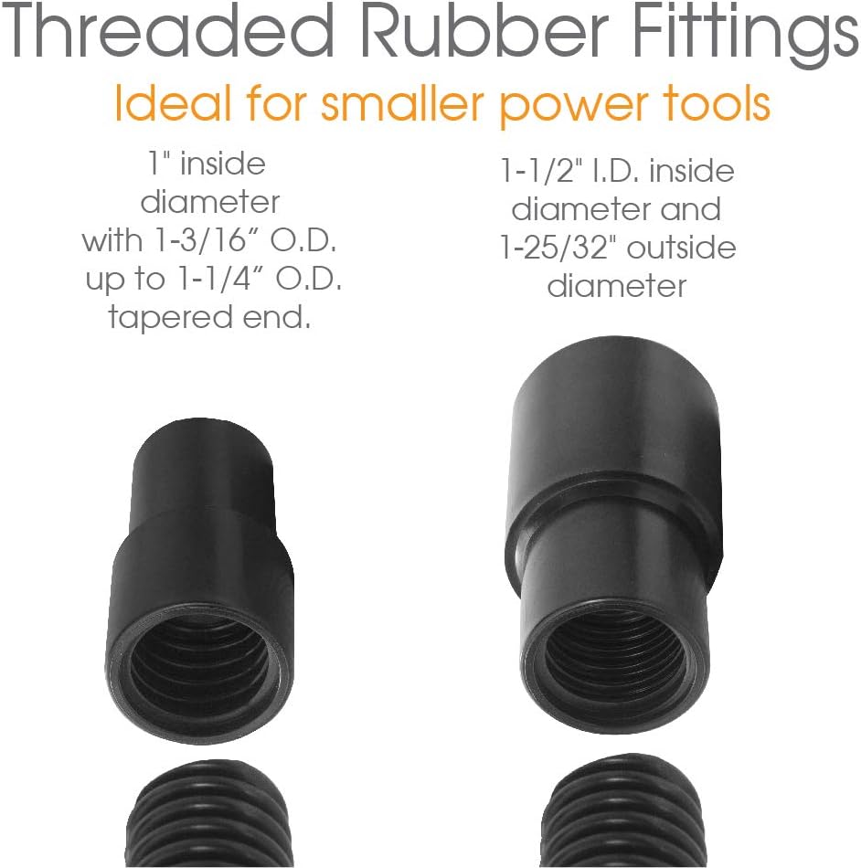 Peachtree Woodworking Supply 10 Foot Universal Power Tool Hose Kit with Fittings and Reducers for Multiple Tools and Shop Vacuums -