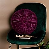vctops Round Velvet Solid Color Chair Cushion Pumpkin Pleated Throw Pillow Home Decorative Floor Pillow Diameter 15" Purple Red