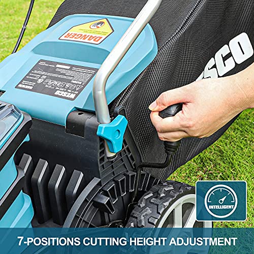 Cordless Lawn mower, WESCO 60V Battery Mower, 2.5Ah Li-Ion Battery, 17-Inch Cutting Width 3-in-1 Mowing Mulching, 7-Stage Cutting Height Adjustment (1.5-4-Inch), 10Gal Grass Box, Foldable HandleWS8703
