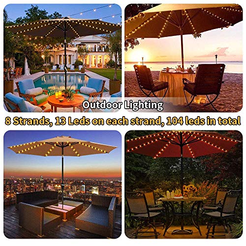 ALOVECO Patio Umbrella Lights Rechargeable Parasol String Lights