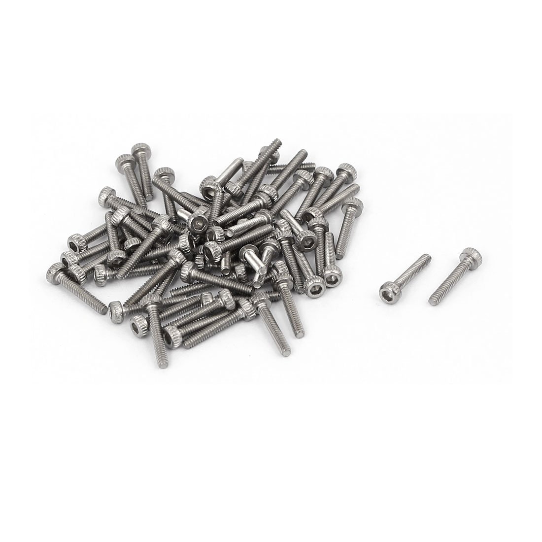 uxcell M1.4 x 8mm Thread 304 Stainless Steel Hex Socket Head Cap Screw DIN912 60pcs