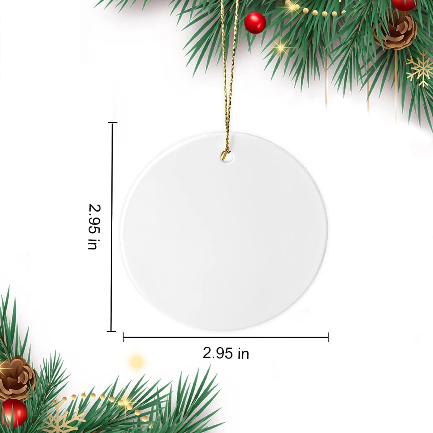 Sublimation Ceramic Ornaments - Bulk White Round Porcelain Ornament Blanks for Heat Press Printing - Personalized Xmas Tree Keepsake Crafts Gift Christmas Decorations
