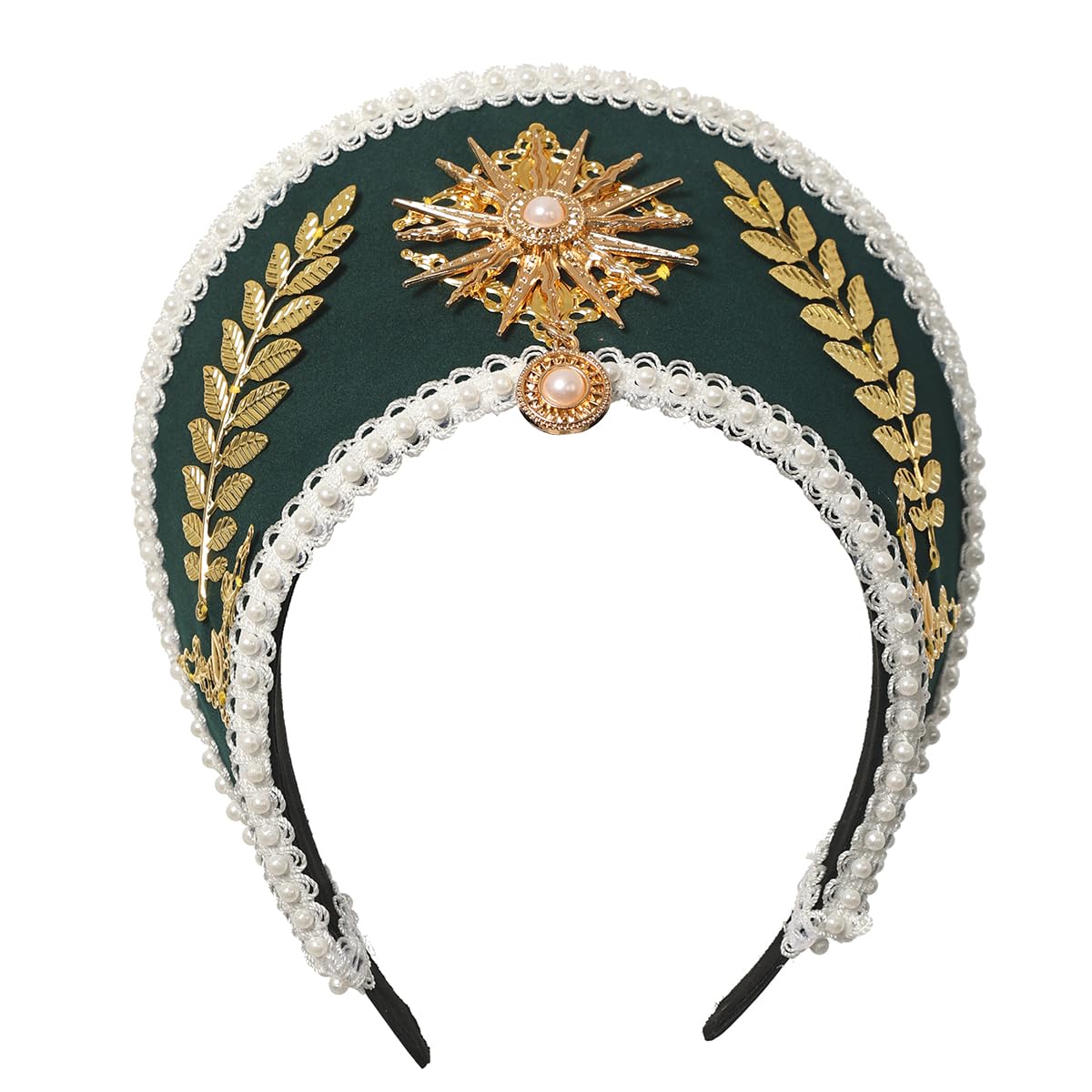 GRACEART Anne Boleyn Hat Headpiece Elizabethan Headwear Tudor Coronet Hood Hat Style-4(dark green) โ image 1