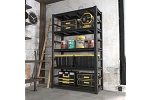 OLLRRACT 72" H Garage Shelving, 2500LBS Heavy Duty Storage Shelves,Adjustable 5 Tier Metal Shelves for Storage,Garage Industrial Shelving, Utility Racks,18" D*48" W*72" H