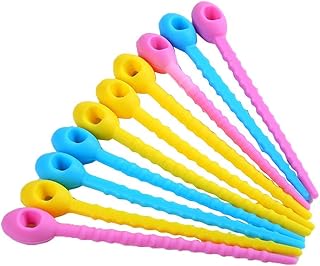PoeticHouse 10 STÜCKE Silikon Kabelbinder Wiederverwendbare Silikon Rouladenbinder Riemen Silikonschnur Multi-Use Twist Bag Krawatten für Food Saver Beutel für Küche, Büro, Reisen
