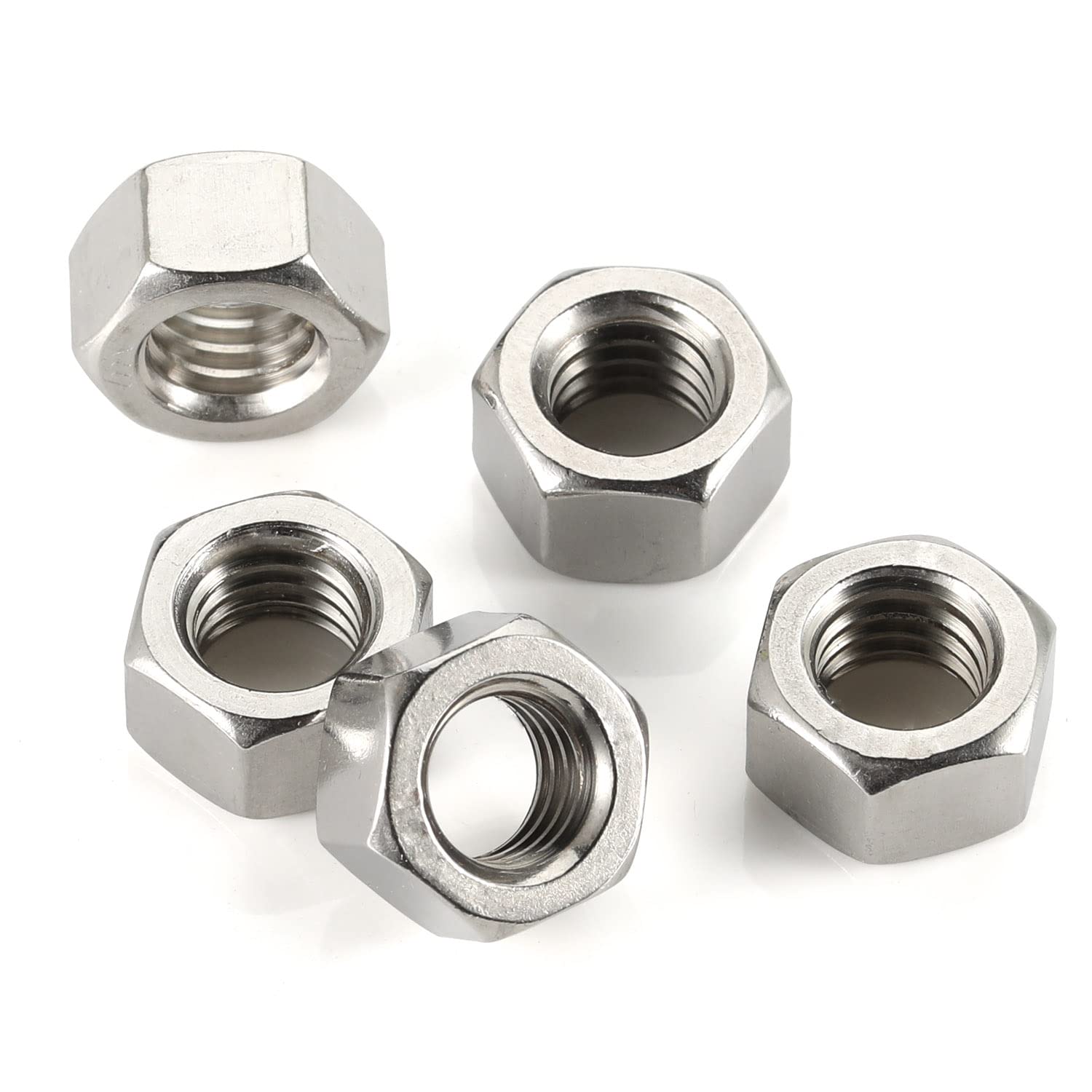 Photo 1 of 1/2-13 Hex Nuts, Stainless Steel 304 Hex Nut, Bright Finish, Quantity 25