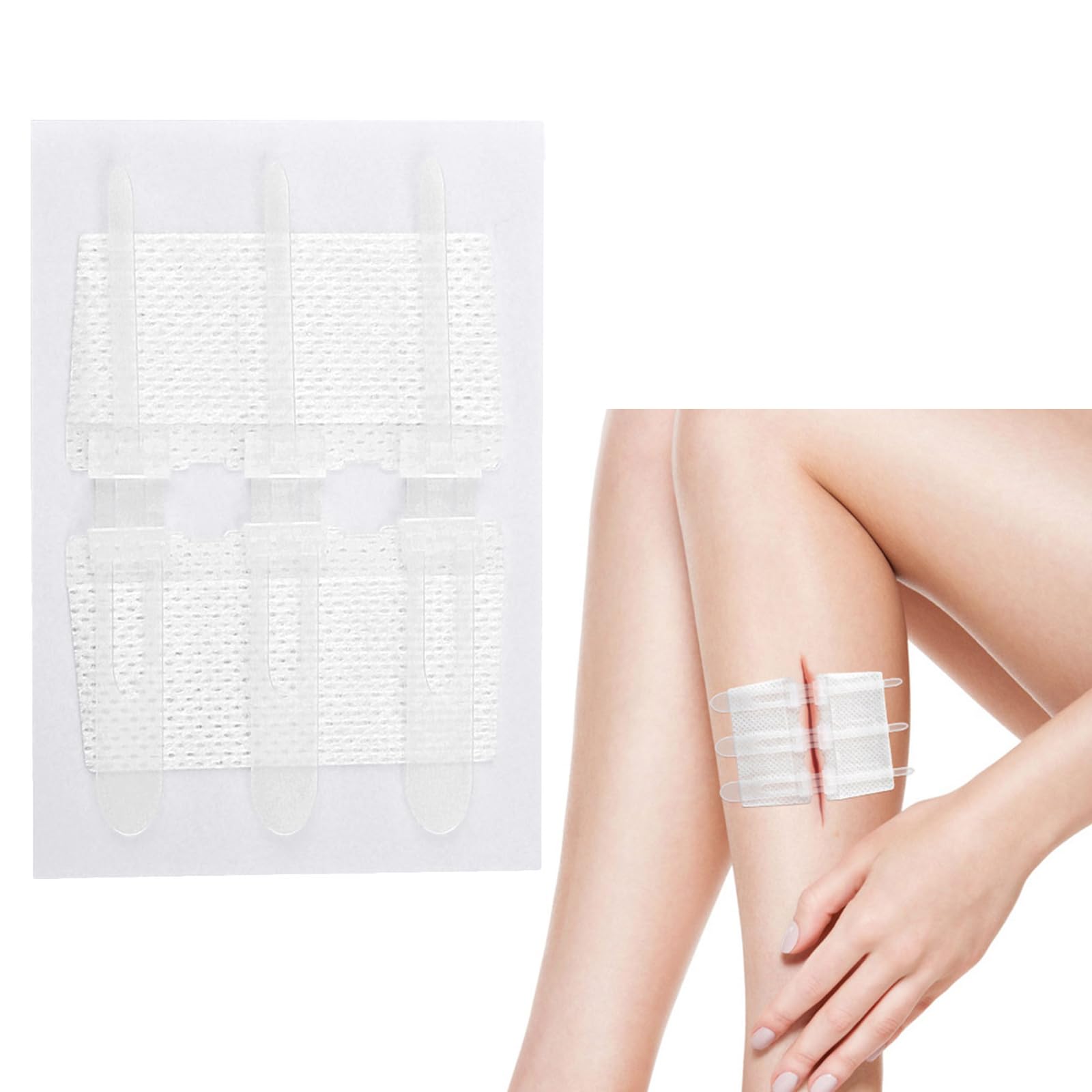 Beavorty 3-Buckle Zip Stitch Wound Closure | 6x8cm Non-woven Emergency Bandage | Painless Stitch-Free Healing Kit | Breathable Skin Repair Strips for First Aid Care