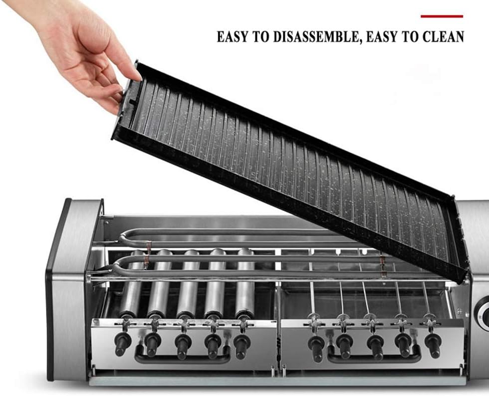 review Double Layer Indoor Electric Smoke Free Portable BBQ Barbecue Grill with Adjustable Temperature Control,Non-Stick Plates And Oil Drip Tray,1600W