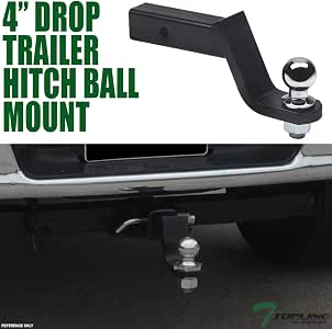 Trailer Hitch Ball Mount With 2 Inch Trailer Ball & 5/8 Inch Hitch Pin Clip Fits 2 Inch Receiver Square 7500 Lbs 6 Inch Drop, 4-3/4 Rise, 1