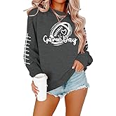 Game Day Sweatshirt Women Football Sweatshirts Rugby Graphic Pullover Weekend Tops Casual Football Season Shirt