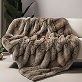 INCHGRASS Faux Mink Fur Blanket Luxury Fur Throw Blanket Sofa Fluffy Blanket Super Warm Elegant Cozy Fuzzy Throw Blankets for Couch,Armchair and Bed Washable Plush Blankets 74"x60" Brown Throw Blanket