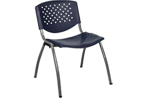 Flash Furniture HERCULES Series 880 lb. Capacity Navy Plastic Stack Chair with Titanium Gray Powder Coated Frame