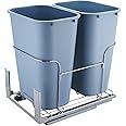 VEVOR Pull-Out Trash Can, 37Qt Double Bins, Under Mount Kitchen Waste Container with Soft-Close Slide and Door Mounting Kit, 110 lbs Load Capacity