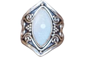 Koguxuix Vintage Silver Ring 925 Sterling Silver Natural Moonstone Women Jewelry Elegant Gemstone Wedding Ring