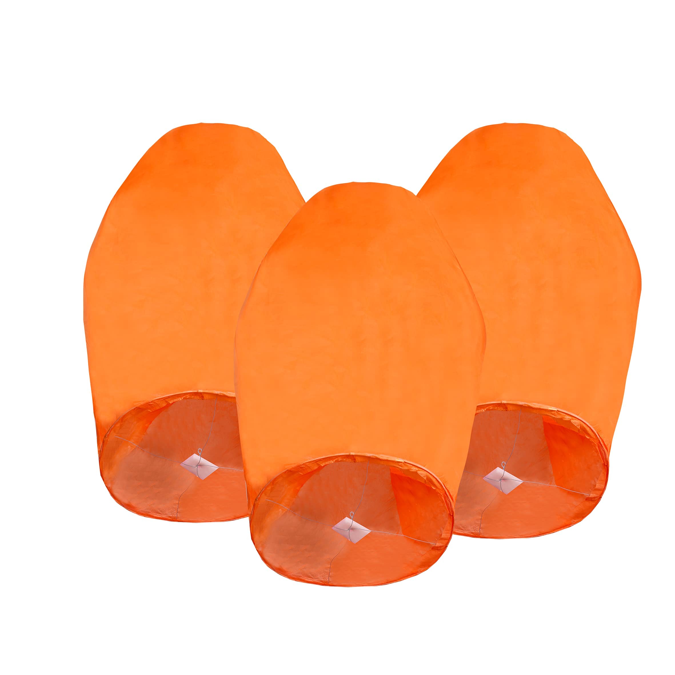 3 Pack Sky Lanterns Handmade Chinese Paper Lanterns for Birthday, Wedding, Christmas, New Year parties Festivals, biodegradable fire resistance (Orange)