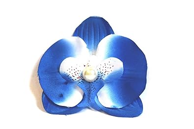 Voice Tattoo Barrette Pince Cheveux Fleur Orchidée Avec Perle Bleu Hawai