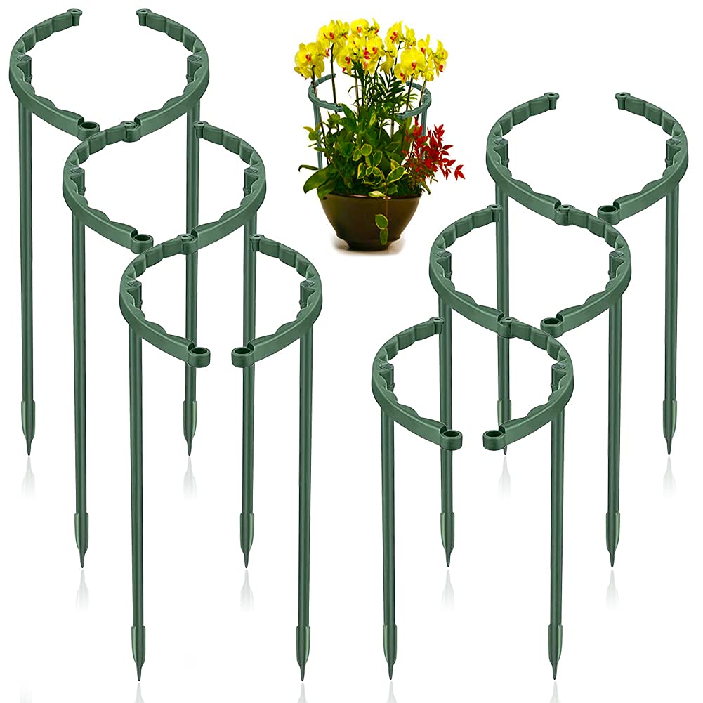20 Pcs Plant Support Stakes, Half Round Ring Plastic flower support, Plant Support for Flower Plants, 2 Different Sizes 5.9"High ×5.7"Wide, 9.8"High ×5.7"Wide (Green)
