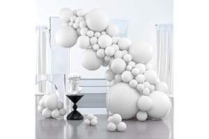 PartyWoo White Balloons 100 pcs Different Sizes Pack of 36 18 12 10 5 Inch Matte White Latex Balloon Arch Kit Garland for Wedding Bridal Graduation Baby Shower Birthday Party Decorations White-Y13