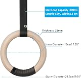 LIFERUN Gymnastics Rings 32mm Wood Rings with Adjustable Nylon Straps Pink view 6