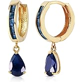 14k Yellow Gold Hoop Huggie Earrings with Sapphires