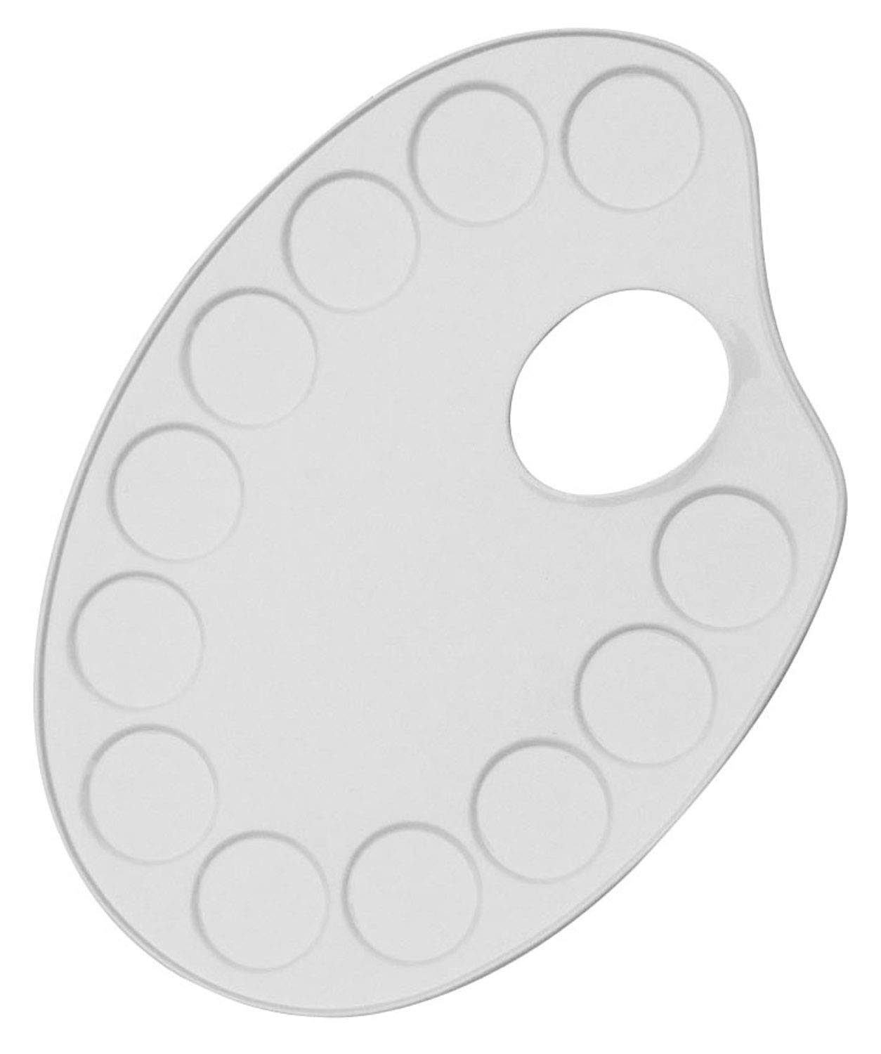 KREUL 4190 Metal Mixing Palette Approx. 18.5 x 12.5 cm Aluminium White Painted Oval with 12 Cavities and Finger Hole for Acrylic and Watercolour Painting and Other Watercolours
