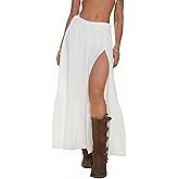 DERAX Women's Boho Western Slit Maxi Skirt Country Cowgirl Skirts High Waist 2026 Spring Summer Long Skirts