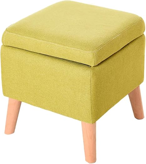 Amazon Co Jp リネン布張り足置きストレージオットマンプーフウッドエレガントなカーブレストチェアリビングルームベッドルーム40 40 42cm ホーム キッチン