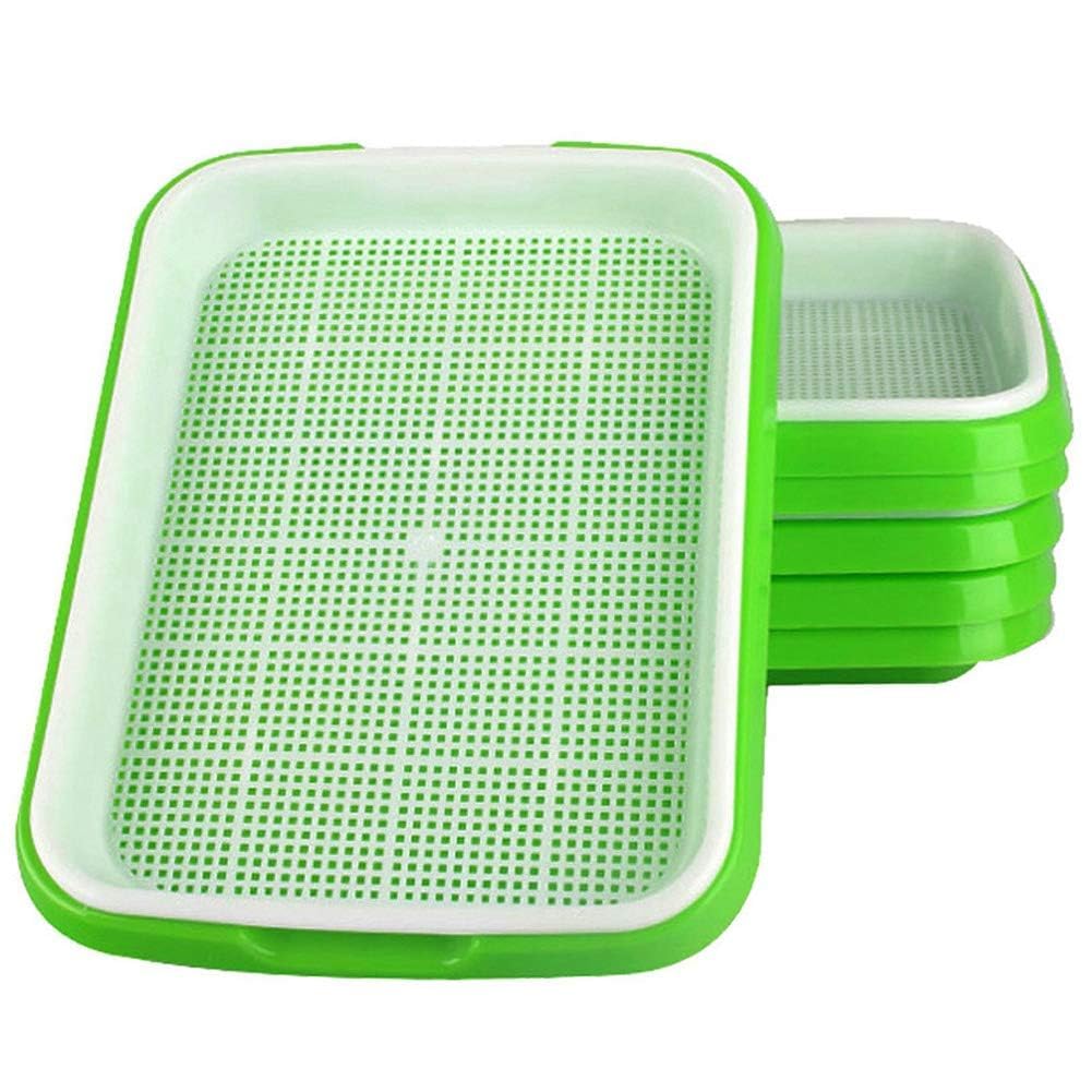 Fuuner 6 Pack Seed Sprouter Tray, Small Hole Sprouting Germination Seedling Tray Germ Trays Propagator for Garden Growing Microgreens Mung Beans Wheat Grass Hydroponics Mung Beans Alfalfa Wheat Grass