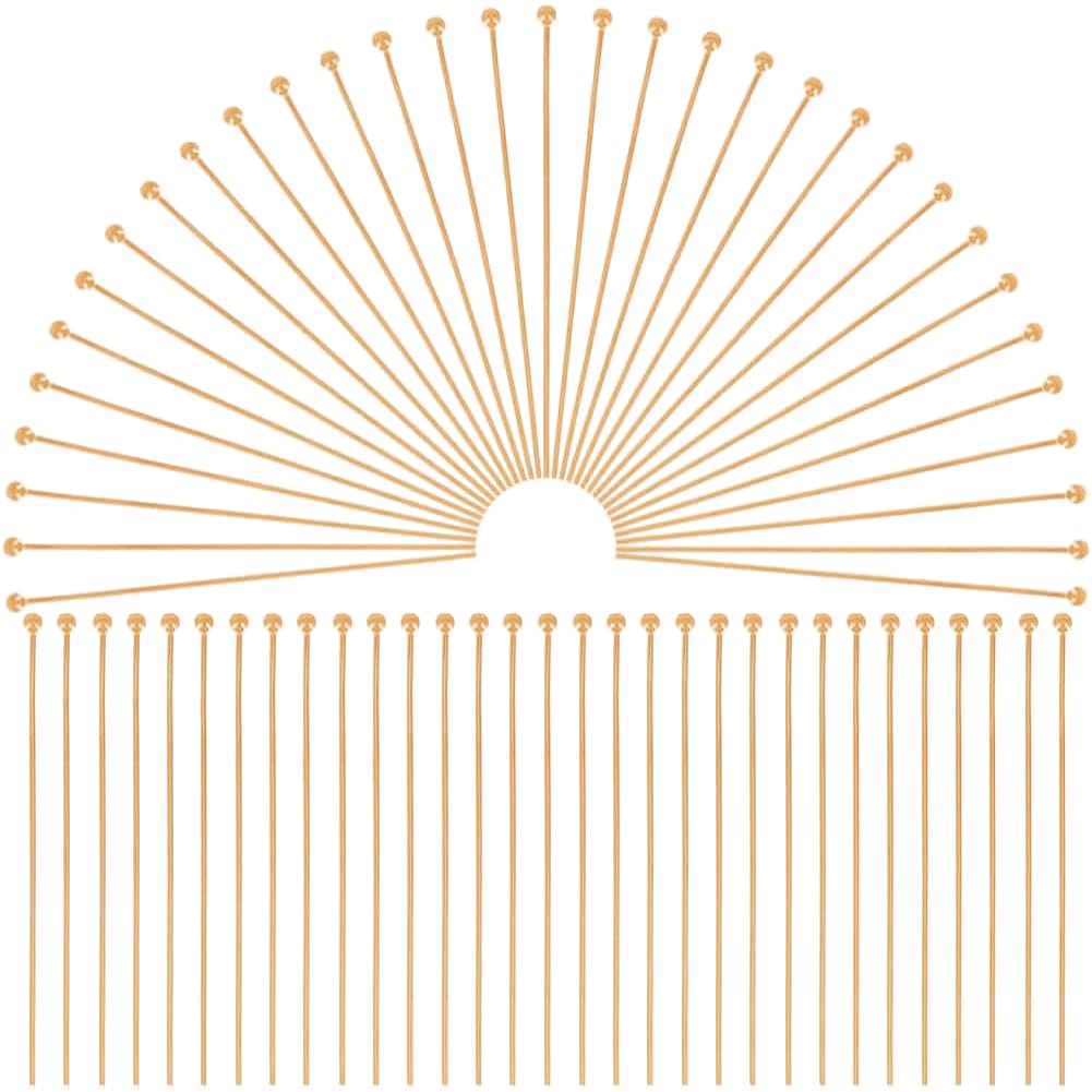 SOFPLATE 1 Box 600Pcs 38mm Ball Head Pins Gold Ball Headpins Long Bead Head Pin Brass Needles Craft Headpin Findings for jewellery Making Accessories DIY Dangle Earrings Bracelet Women Adult Supplies