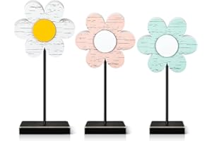 Burbell Spring Tulip Wood Table Sign Freestanding Flower Butterfly Bee Tulip Tabletop Farmhouse Spring Centerpiece for Tables Rustic Spring Wood Decors for Home Tiered Tray Decor(3 Pcs, Flower)