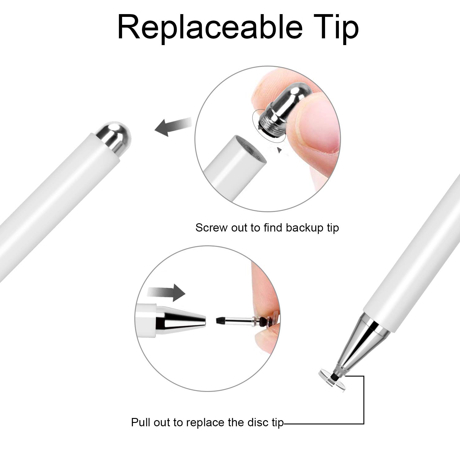 KIMZY Disc Stylus, Fine Point Touch Screen Digital Pen Compatible for iPad 7/ Pro/Air/Mini, iPhone 11 Pro Max/XS, Samsung Note, Pixel 2 and More Capacitive Smart Phones and Tablets