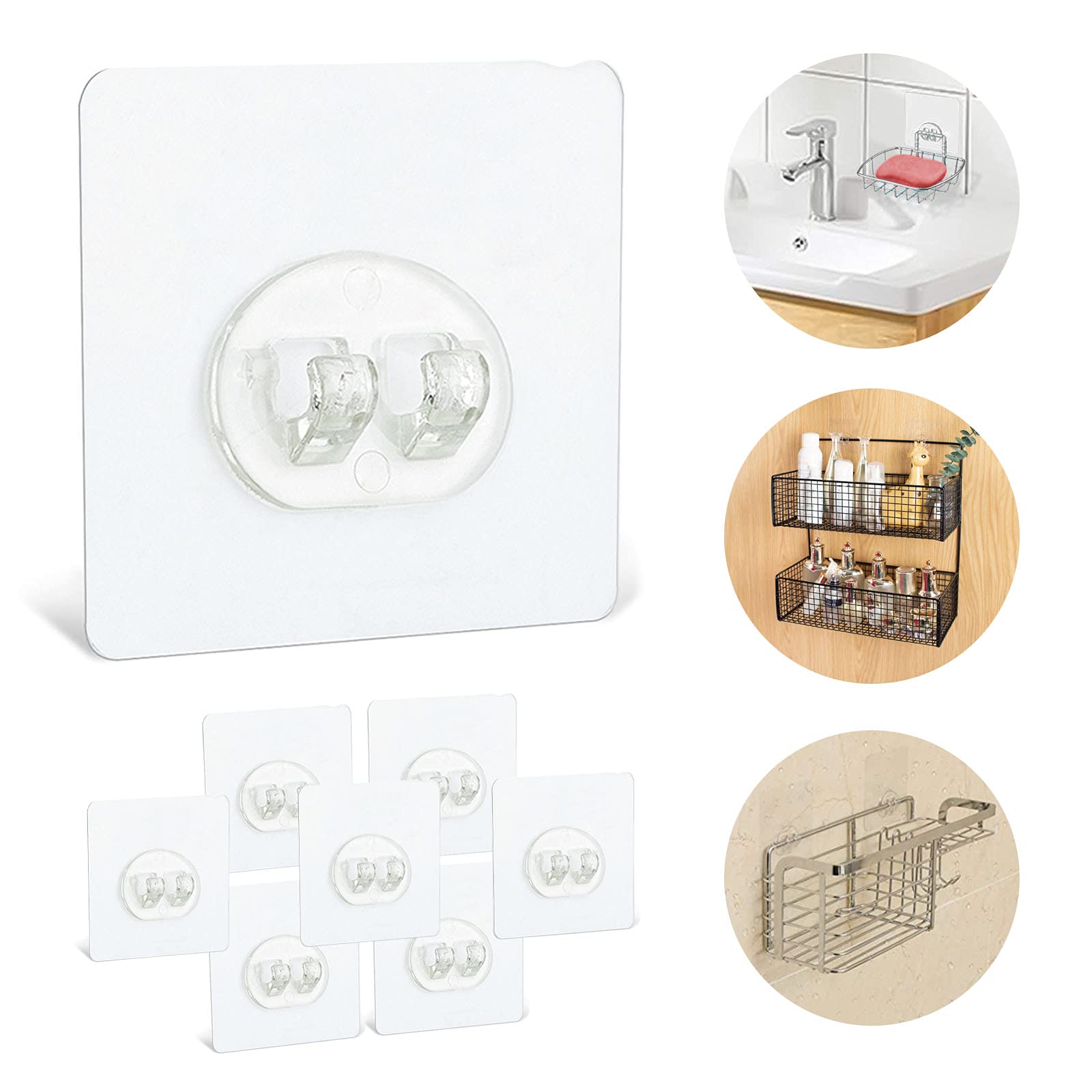 8 Pack Shower Caddy Adhesive Hooks
